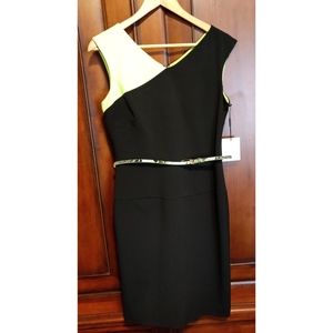 Calvin Klein neon Green and black sheath dress NWT